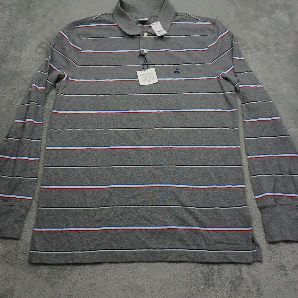Brooks Brothers Shirt Mens Large Gray Striped Slim Fit Performance Cotton NWT